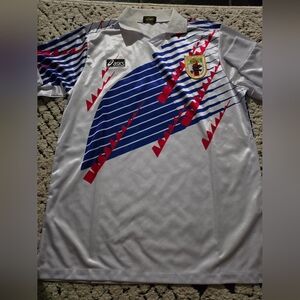 Asics 1994 2xl longsleeve player soccer jersey. Mens white blue and red. Japan.